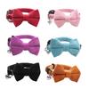 Bow Collar Solid Color Bowknot Puppy Chihuahua Adjustable Cats Accessories Safety Bell Tie Bow Buckle Pets with Collar New