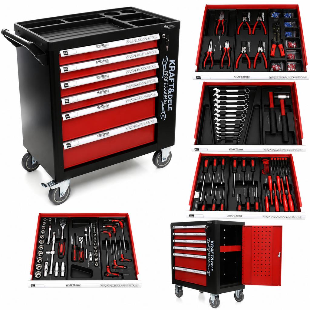 263-piece tool cabinet with side cabinet and lock | Kraft&Dele