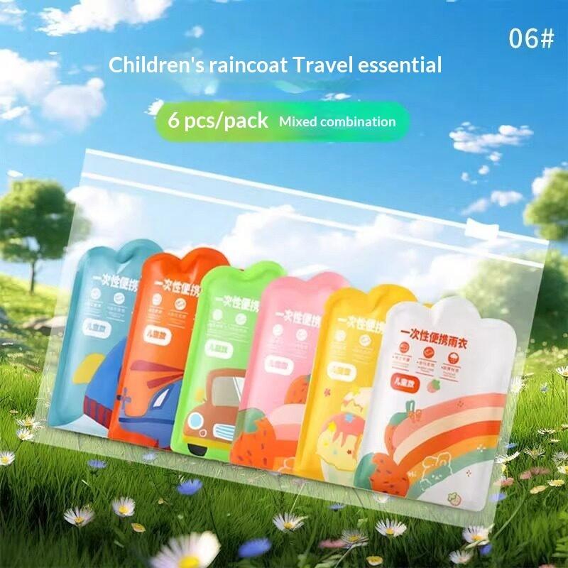 8/12Pcs Kids Disposable Thickened Extended Rain Poncho, Card-Sized Hooded One-Piece Raincoat For Rafting Hiking Travel