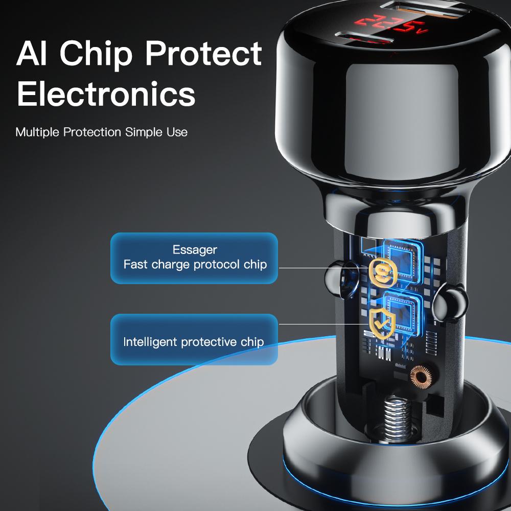 Essager 65W Autoladegerät USB C Qc3.0 4.0 Pd3.0 Telefonladegerät Autoladegerät Schnellladung für Iphone14 13 Samsung Xiaomi Schnellladung