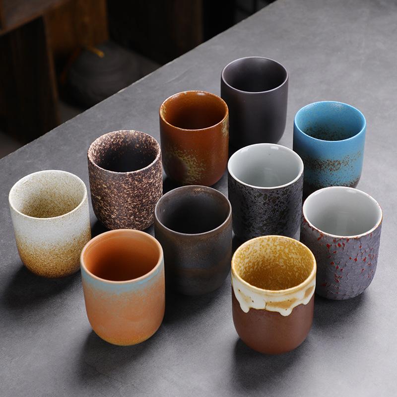 Retro coarse pottery teacup master cup single large Japanese ceramic kung fu tea set tea cup espresso cup