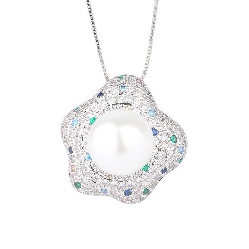 New European and American retro inlaid Austrian fritillary pearl inlaid with colored diamonds creative women's suit 14mm