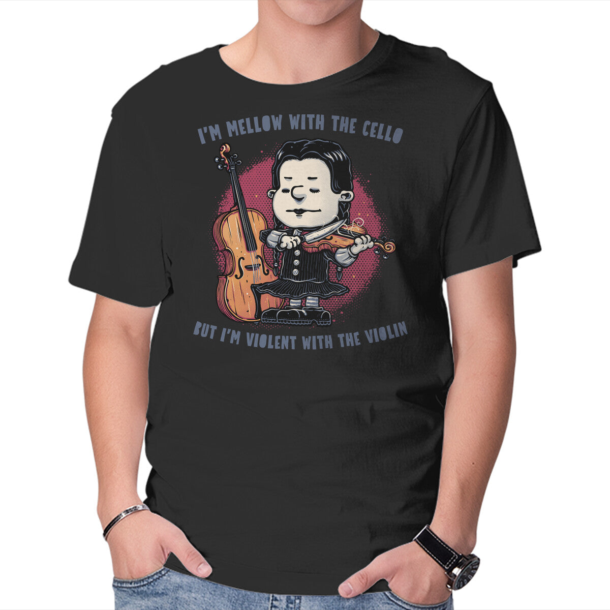 Unisex Crew Neck T-Shirt Violent With The Violin Graphic Short Sleeve Casual Tee L