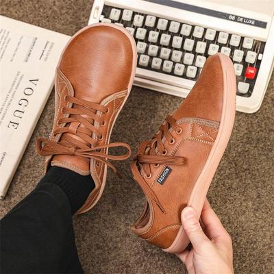 Sneaker Barefoot Leggere in Pelle da Uomo – Scarpe Casual Outdoor Morbide, Basse con Lacci