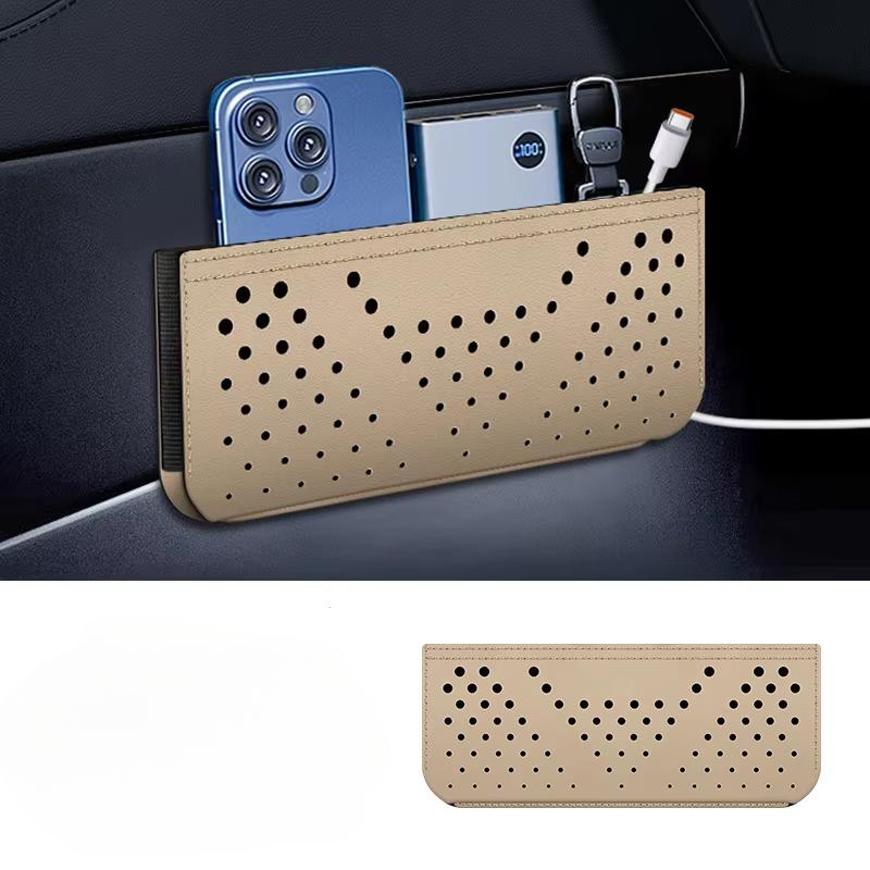 

Multi-Functional Car Net Storage Bag Car General Storage Box Bag Mobile Phone Hanging Bags Paste Type Car Accessories бежевый
