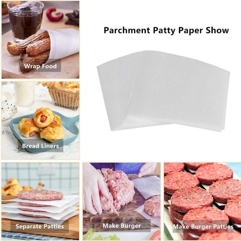 Food-Grade Patty Separator Paper - Round Non-Stick Parchment for Hamburgers, Freezing BBQ Cooking