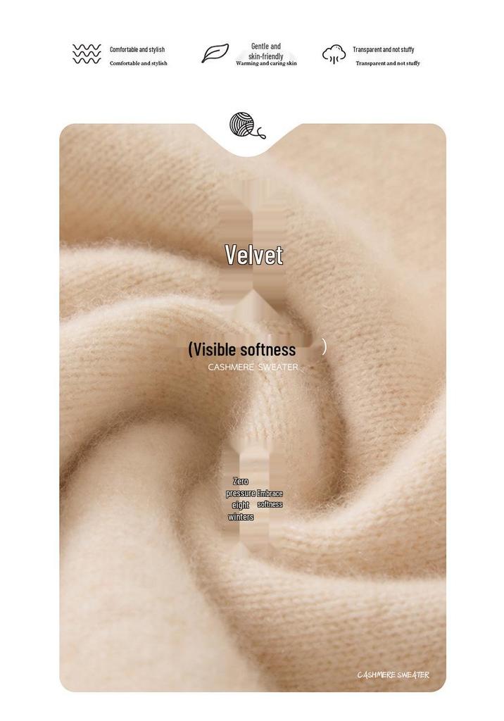 Damen Kaschmir V-Ausschnitt Pullover - Verdickte Herbst/Winter Strickware, Langarm, Überschnittene Schulter, Sieben-Stich Pullover Basisschicht.