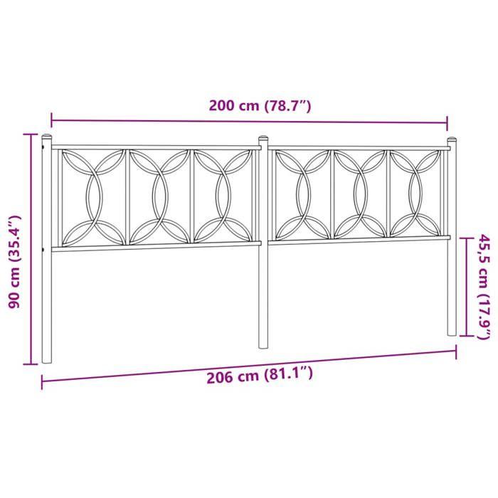 VidaXL Tête de lit métal noir 200 cm 376166