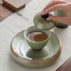 Ofen wird smaragdgrün, geschlossene Schale Chinesische Keramik Einzelstück mit Deckel Sancai großer Teekocher Teetasse Haushalt Kung Fu Teeschale