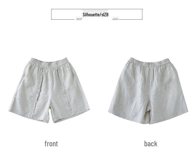 Women's Retro Pleated Cotton-Linen Harem Shorts – Casual, Loose, Elastic Waist for Spring/Summer