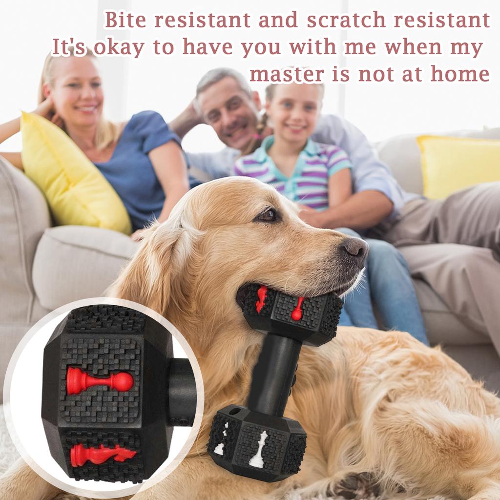 Natural Rubber Dog Dumbbell Toy For Large Breeds – Interactive Food Dispensing Puzzle Toy For Teeth Cleaning, Chewing, Mental Stimulation, Boredom