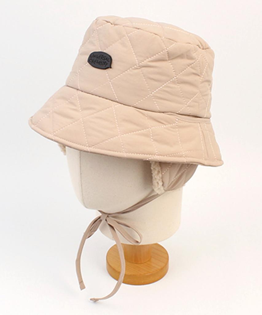 Yunibeosyeolkemiseuteuli Quilting Beige Earflap Bucket Hat