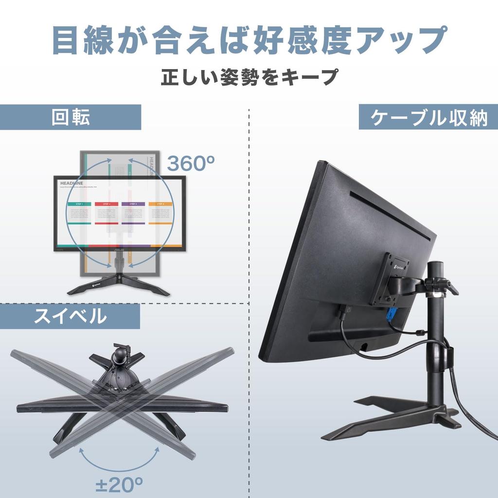 ErgoGrade Single Monitor Supports Up To Weight Capacity VESA Black Stand, 27-inch Monitors, 2-10kg, 100100/7575,