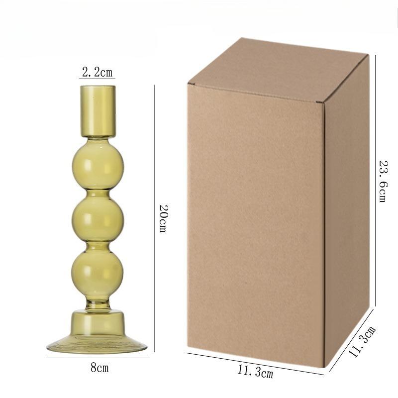 Nordic Glass Candle Holder Colorful Candy Color Translucent High Glass Candle Stand for Birthday Wedding Room Party Home Decor