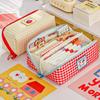 Plaid & Prism Square Pencil Case Pen Bag Cute Dog Korean Style Lattice Multi Pocket Storage Pouch for Stationery