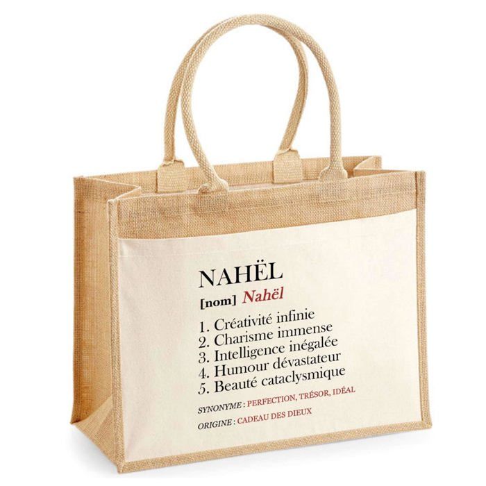 Sac de plage - PLANETEE - Jute avec poche Nahël Définition - Coton - Beige - Grande contenance