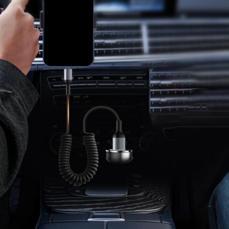 Spring Coiled Data Cable USB Type C Telescopic Charger Wire Line  Adjustable Length up to 1.5m Support 6A Charging