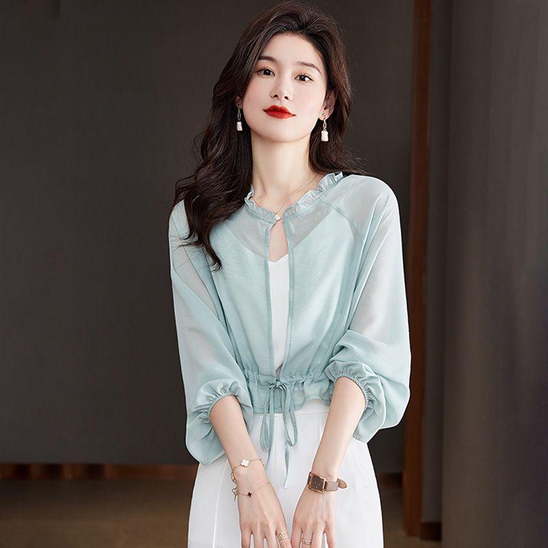 

Sling Dress Small Coat Cape Top Silk Light green XL