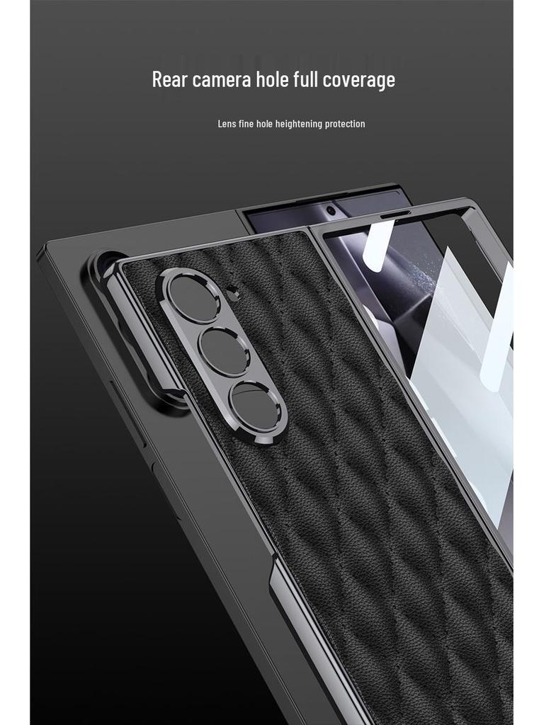 Samsung Z Fold 6 Case - Diamond Lattice, Electroplated Leather, Fragrance-Inspired Design