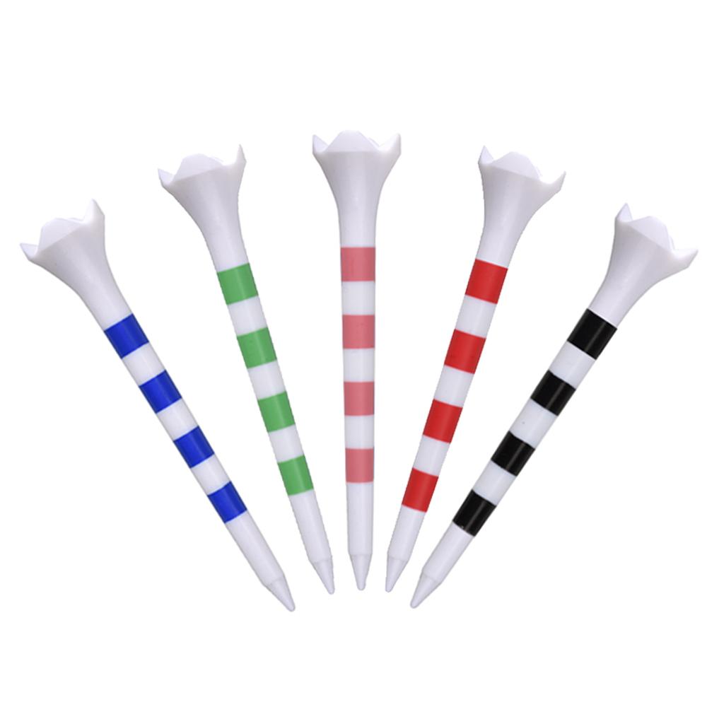 20pcs/Bag Plastic Golf Tee With Red/Black/Blue/Pink/Green Stripe Marking, Durable, Golf Supplies