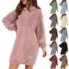 Abito da donna alla moda con cappuccio a maniche lunghe in peluche tinta unita felpa casual