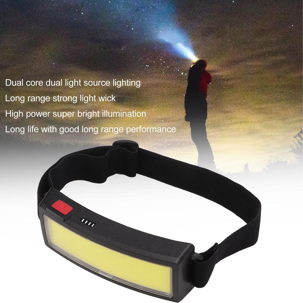 COB Headlamp USB Rechargeable Lightweight High Brightness LED Head Lamp for Fishing Camping Night Riding