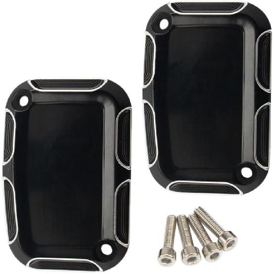 Front Rear Brake Reservoir Master Cylinder Cover, Motorcycle Brake Master Clutch Cylinder Covers, 2008-2017 Compatible with Harley FLH FLHX FLHX Road