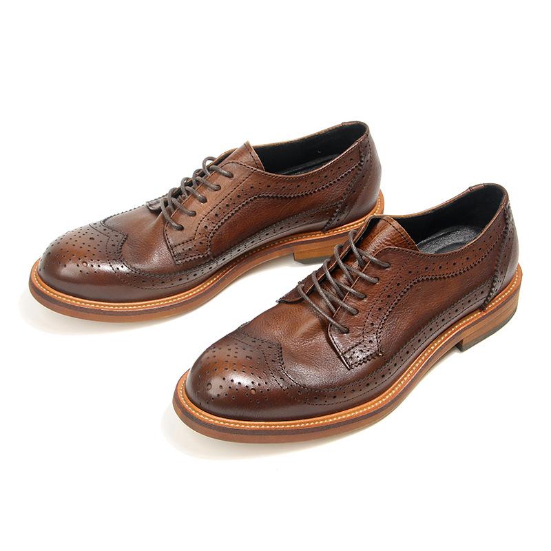 55-1 Brock Men'S Shoes British Leather Shoes First Layer Cowhide Retro Hand-Polished Old Leather Shoes