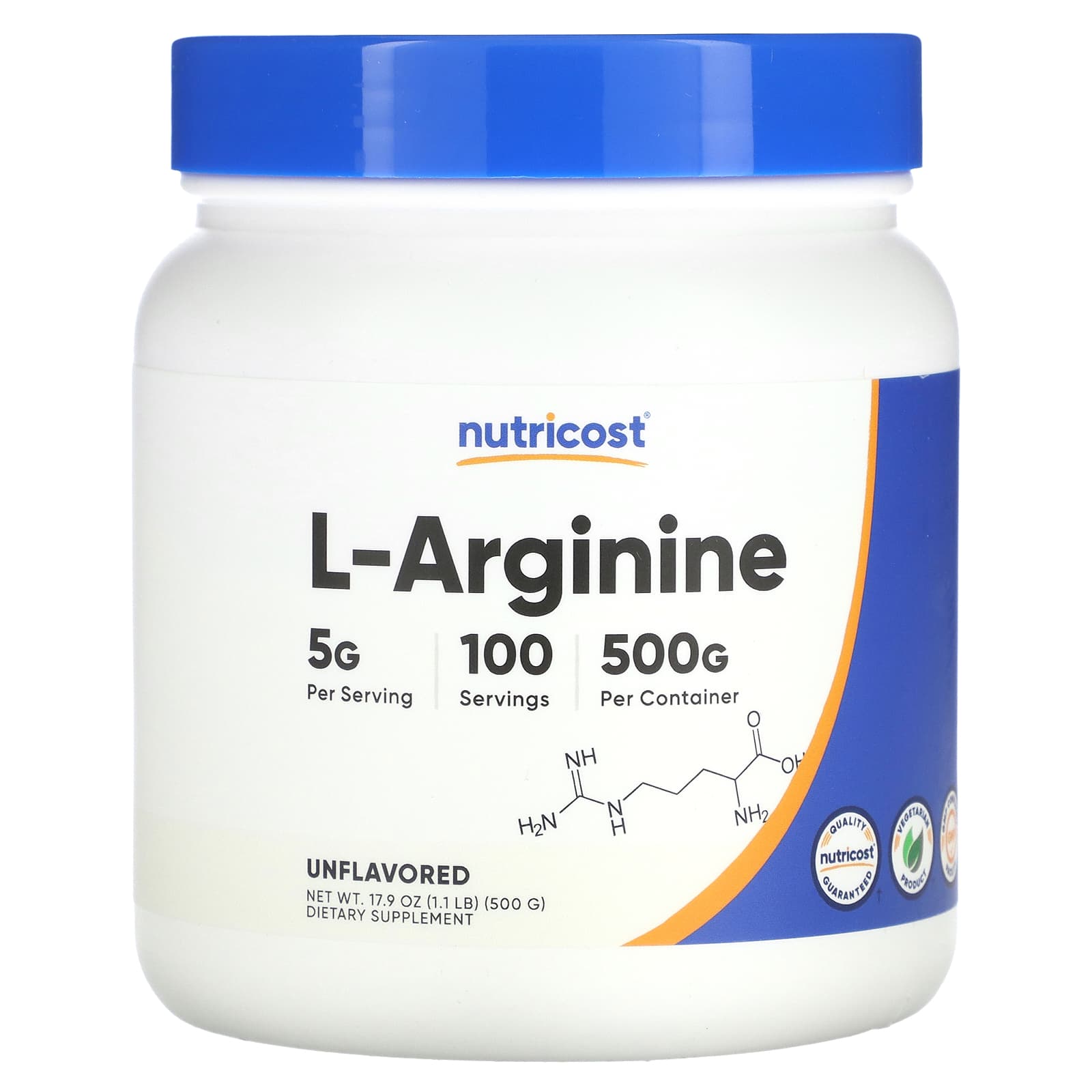 

Nutricost, L-Arginine, Unflavored, 17.9 oz (500 g)