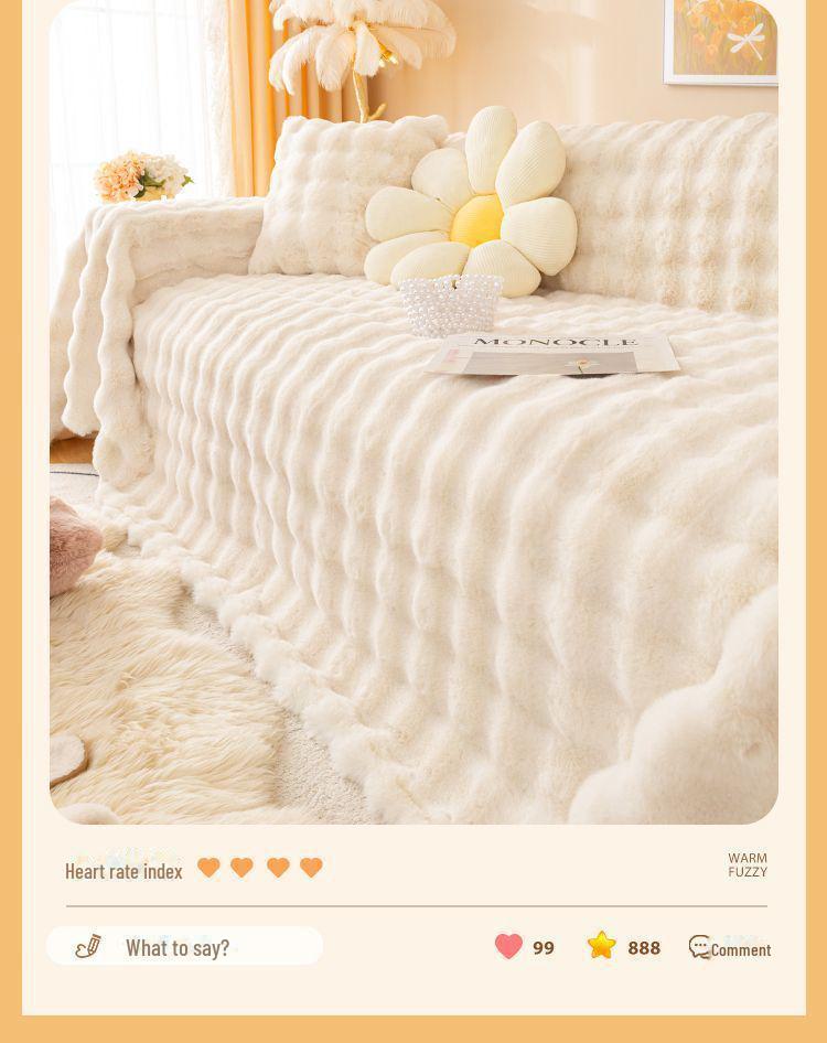 Copridivano in Peluche Antiscivolo, Copertura Totale, Ispessito per l'Inverno, Universale per Tutte le Stagioni