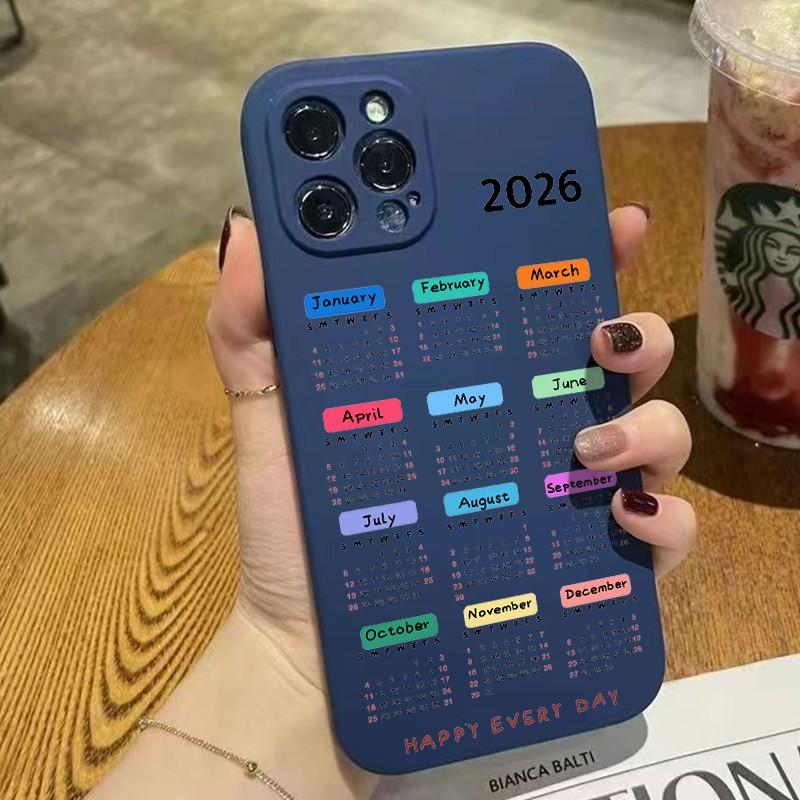 Phone Case For Xiaomi Redmi Note 14 Pro Plus 5G 14 13 12 11 10 Redmi 14C 13C 12C With New Year 2026 Calendar Pattern Soft Cover
