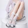 Lace bow ballet style polka dot short socks, summer thin sheer mesh girls' calf socks, Mary Jane socks