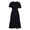 Women's Casual Loose Color V-Neck Short Sleeved Waist Dress Short Sleeved Waist Dress