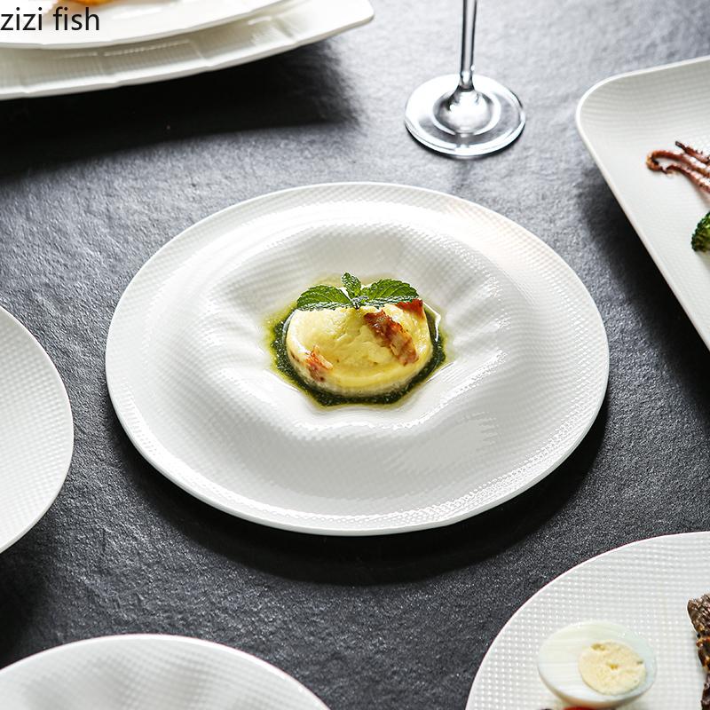 Pure White Ceramic Dining Plate Soup Plate Sushi Plates Pasta Dish Steak Plates Dessert Bowl Sting Disc Dim Sum Dish Fruit Bowl