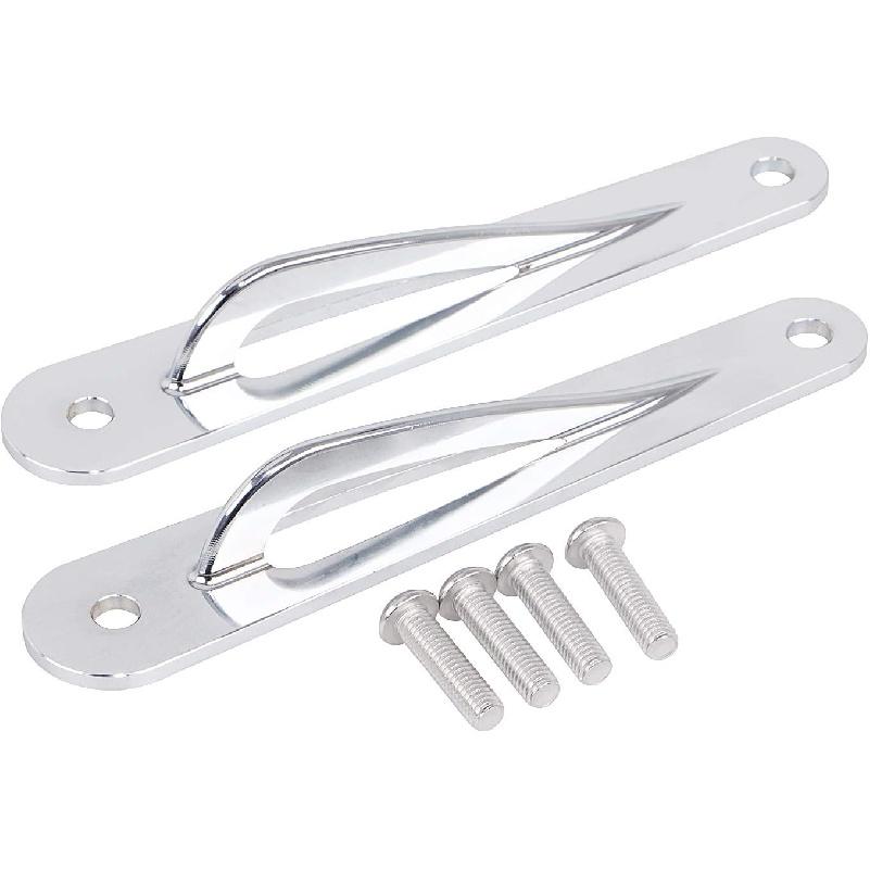 2 Pcs Chrome Motorcycle Custom Front Fork Teardrop Tie-Down Brackets for Harley Touring Road King FLHR Electra Glide Ultra Classic Ultra Limited
