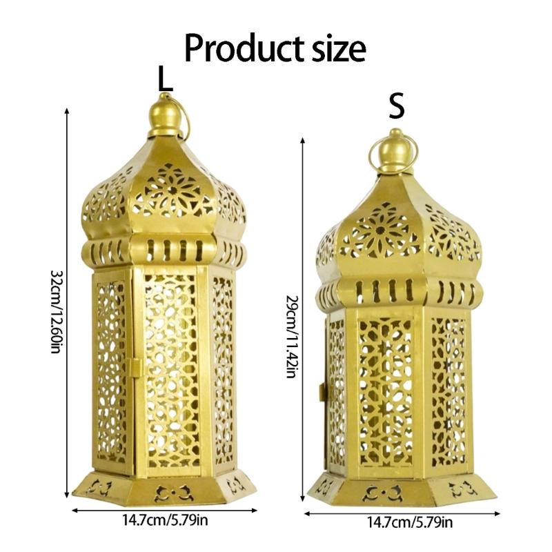 Decorative Candle Lanterns Moroccans Lanterns Retro Golden Metal Lanterns Candle Holders for Home patios Outdoor Decors