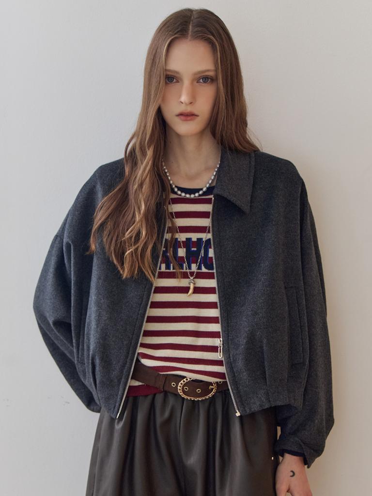 Maxza Shirt Collar Handmade Zip-Up Jacket