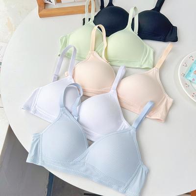 Japanese Simple Small Fresh Student High School Girl Bra No Steel Ring No Trace Light and Comfortable Triangle Cup Underwear