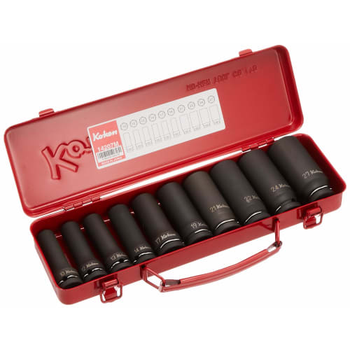 Koken 1/2" (12.7mm) Square Impact Deep Socket Set, 10-Piece Set, 14207M