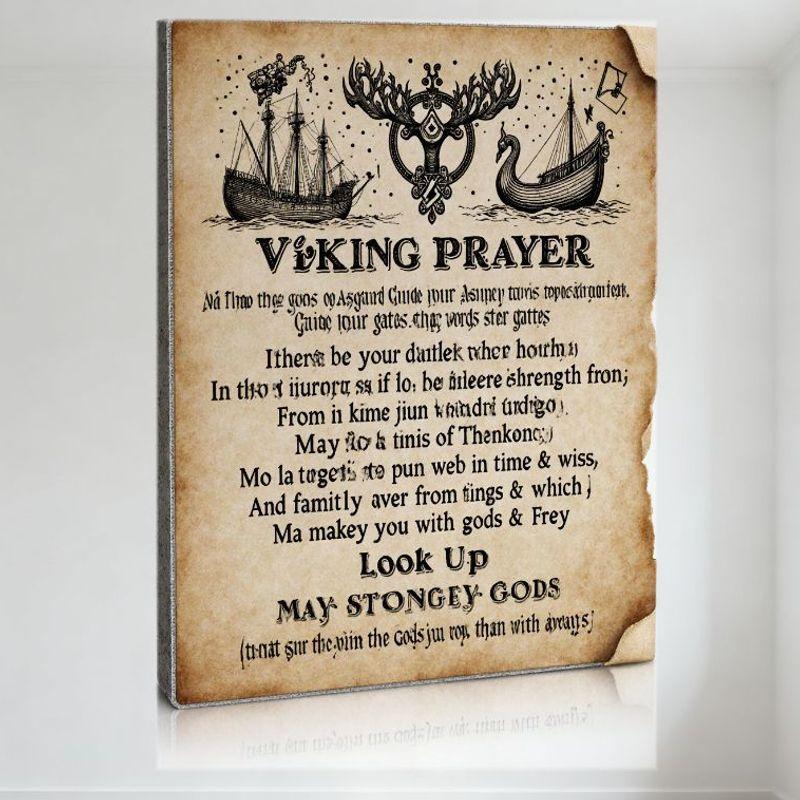 Viking Prayer Scroll Metal Tin Sign Vintage Norse Mythology Wall Decor for Home Bar Man Cave Decorative Art