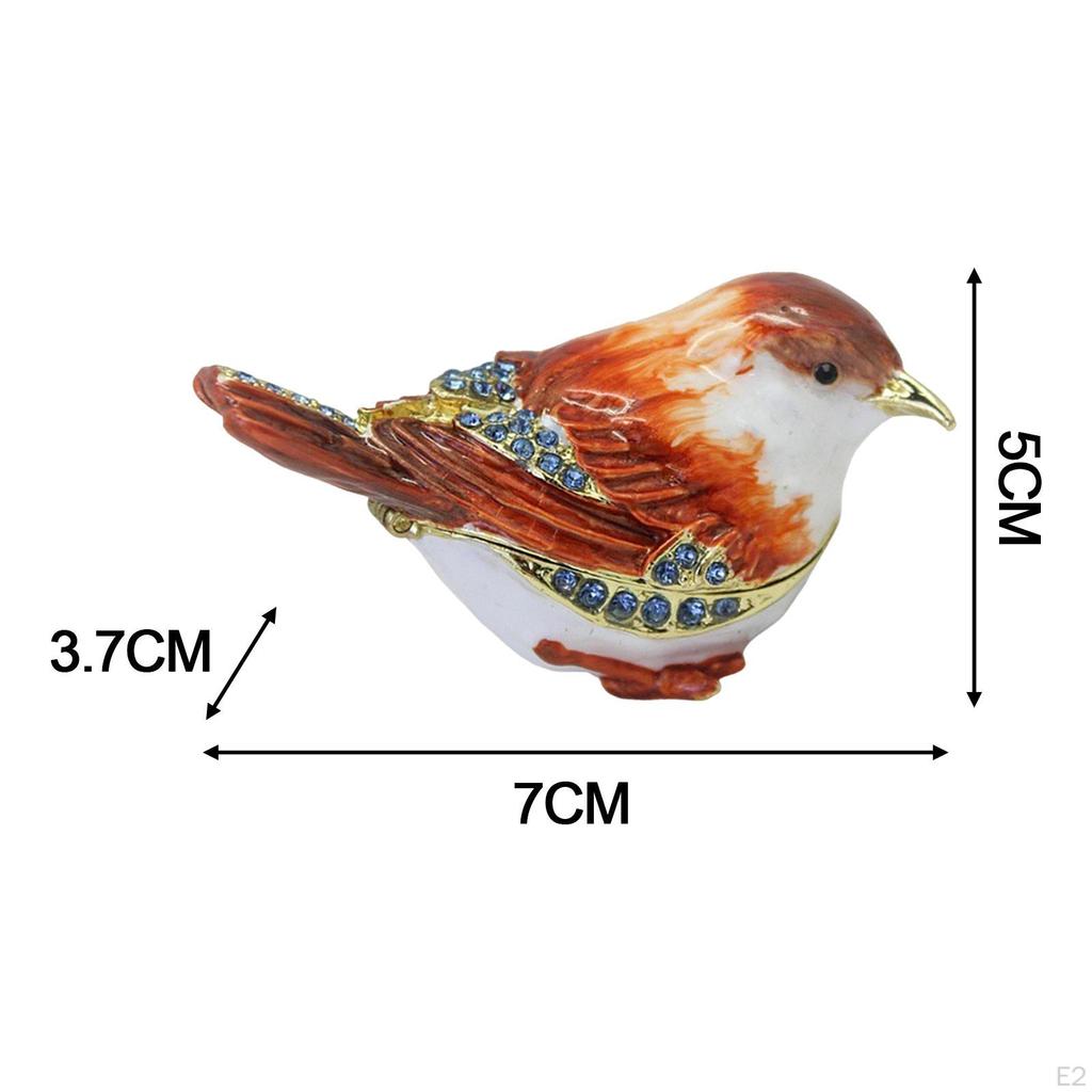 Holder, Enamel Hinged Jewelry Box, Bird Trinket Box Organizer Display for Christmas Earrings
