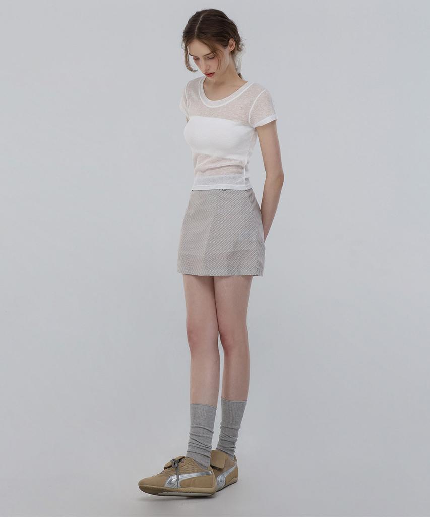 Chix Check Mini Skirt Light Beige