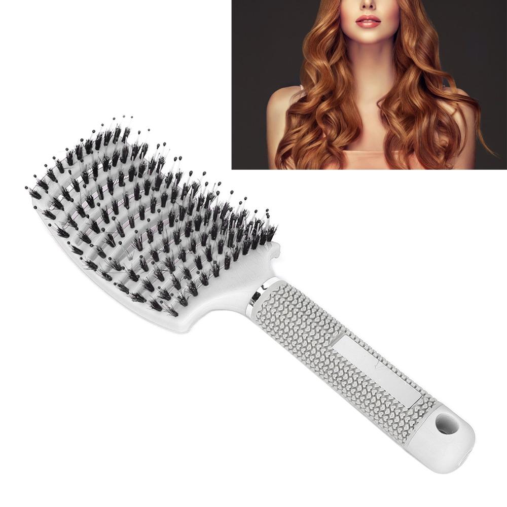 Soft Bristle Detangling Hair Brush Curved Design Anti Frizz Hair Comb For Curly Wavy Straight Hair