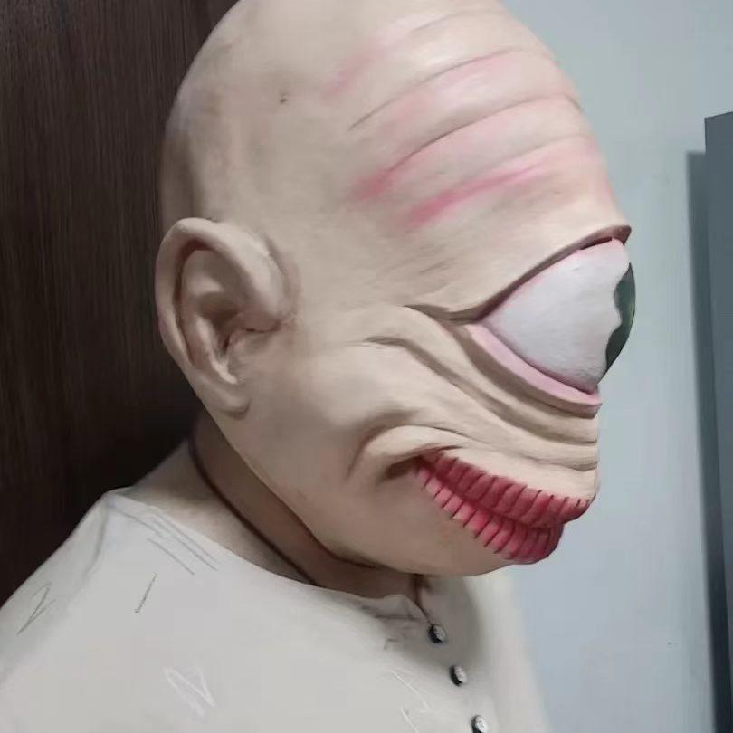 2026New Halloween Horror Demon Mask COS Exorcist Smiling White-Eyed Glowing Mask