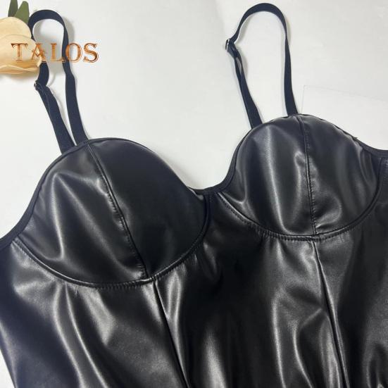 Lady Nattlinne med nätarmsärmar Lågt skuren spaghettiband A-linje lös fåll Slät konstläder Rygglös ärmlös smekmånad bröllopsnatt