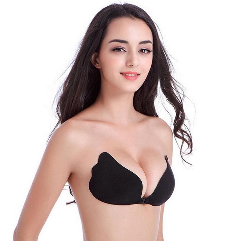 Angel's Wings Silicone Nipple Covers - Invisible Front Buckle Strapless Bra, Breathable & Seamless.