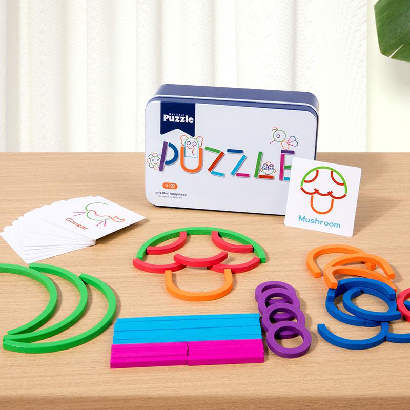 Tin Box Wooden Jigsaw Puzzle for Kids Ages 3-6: Boys' and Girls' Early Learning Toy