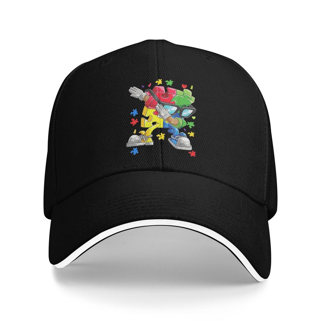 Unisex Women Dabbing Puzzle Autism Awareness Hats Cool Baseball Cap Trucker Hat Golf Headewear Gift