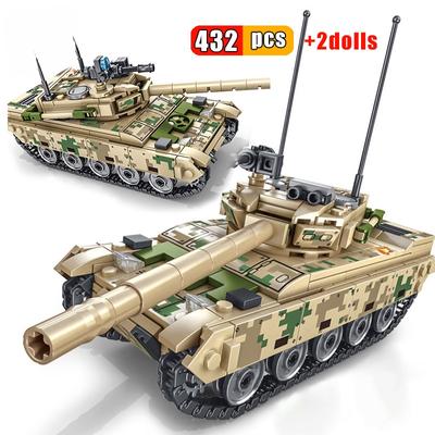 432ks bitevní tank Voják Dělo Sestavené stavební bloky Armáda městská policie Figurky vojáků Zbraně Cihly Hračky pro chlapce