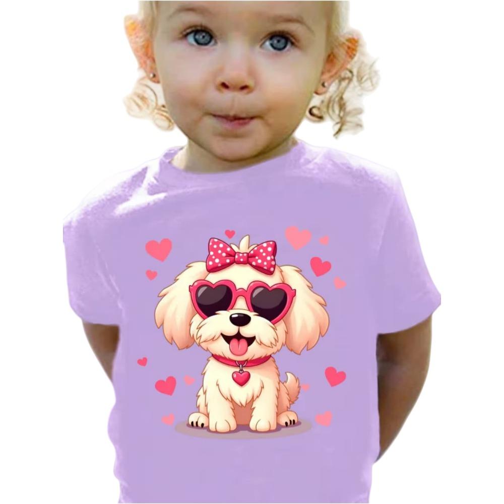 Funny Dog Pattern Children's T-Shirt Girl Cute Animal 3D Printed Fashion Top Short Sleeve Tee Summer Children Clothes Girl Tops